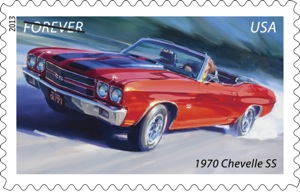 1970 chevelle ss: with features like optional twin racing stripes, the 1970 chevelle ss looked fierce. ss stood for super sport, a fitting designation for this power car. a 396-cubic-inch engine was available, but a 454-cubic-inch engine option gave the 1970 chevelle ss credibility among muscle car enthusiasts. two versions of the 454 engine were available: the 360-horsepower ls-5 and the 450-horsepower ls-6. for its sheer power, the latter has become legendary among car buffs. the ls-6-propelled 1970 chevelle ss was enough to finish in the 13-second range in quarter-mile tests. optional cowl induction, a flap on the bulged hood that allowed cold air to flow into the engine, added even more kick. in addition to its impressive road performance, the 1970 chevelle ss also was known for its unique style. available as a coupe or a convertible, it featured a black grille and ss emblems on both the grille and the rear bumper. 
