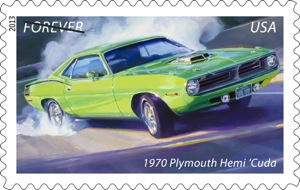 1970 plymouth hemi ’cuda: the 1970 plymouth hemi ’cuda, a performance-oriented alter-ego of the standard 1970 plymouth barracuda, oozed power. the car’s 426-cubic-inch hemi engine was a 425-horsepower beast. the car was part of what plymouth called “the rapid transit system.” the 1970 plymouth hemi ’cuda was “our angriest, slipperiest-looking body shell wrapped around ol’ king kong hisself,” one advertisement bellowed. one of the 1970 plymouth hemi ’cuda’s more audacious features was a shaker hood scoop, which vibrated as air flowed through to the engine's two four-barrel carburetors. the car’s styling was an extension of its bold ethos. it was available in a variety of eye-popping color choices, such as lemon twist, lime light and vitamin c. hockey-stick shaped stripes denoting engine size, a shifter handle shaped like a pistol grip and bucket seats also were offered. the model also is a rare specimen, as fewer than 700 were produced. 
