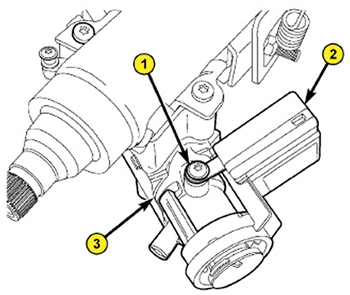 1. Slide the ring of the SKREEM/WCM (2) over the lock cylinder housing (3) and engage the retainer fingers in the recesses formed on the lock cylinder housing.  2. Install the screw (1) fastening the SKREEM/WCM (2) to the lock cylinder housing (3). Tighten the screw to 3.5 N·m (31 in.-lbs.). 
