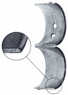 figure 9: fillet ride occurs if the radius of the fillet in the corner of each crank journal is larger than needed. the edges of the bearing can then ride on those fillets rather than fitting neatly between them. (courtesy of mahle clevite)