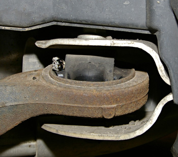 the lower control arm bushing can cause noise under braking for some high mileage cars.