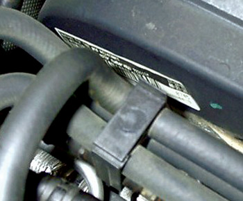 photo 2: the engine code can be found on this tag, or stamped in one of several locations. casting numbers can be used to substitute a different code.