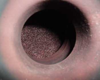 photo 1: although this catalytic converter didn’t set a p0420 dtc, it accumulated enough contamination on the substrate to cause significant exhaust backpressure during a snap-throttle test.