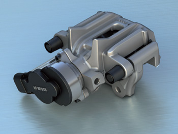 figure 2: a motor and gear train attached to the rear caliper parking actuator.