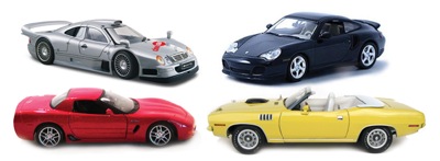 detailed die-cast collectable cars from various manufacturers. 