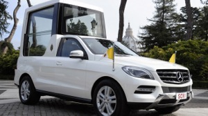 The Pontiff’s new Popemobile — a modified Mercedes-Benz M Class.